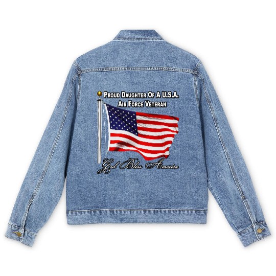 Proud Daughter Of A US Air Force Veteran Men's Denim Jackets