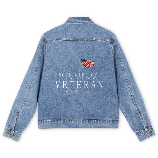 Proud Wife Of A US Air Force Veteran Men's Denim Jackets