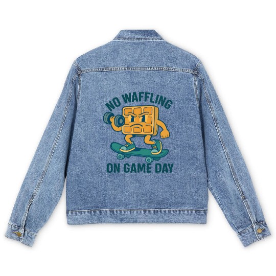 Waffle Character Skateboard Design Men's Denim Jackets