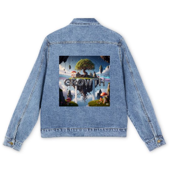 Floating Island Growth Illustration Men's Denim Jackets