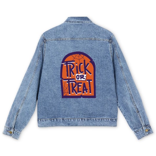 Trick or Treat Halloween Tombstone Men's Denim Jackets
