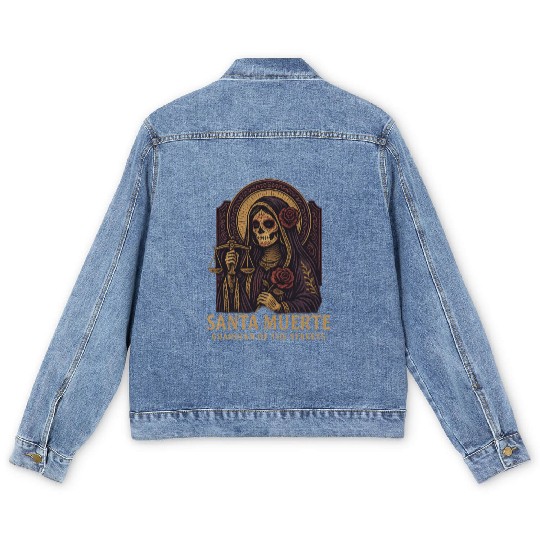 Santa Muerte – Mexican Folk Art Streetwear Men's Denim Jackets
