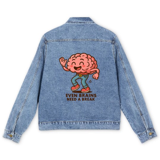 Whimsical Brain Character Men's Denim Jackets