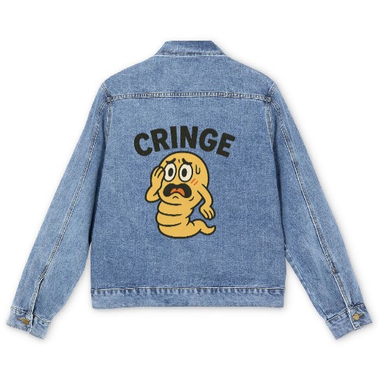 Cringe Meme Worm Illustration Men's Denim Jackets