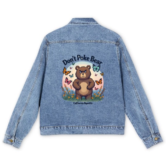 Don't Poke Bear Illustration design for women Men's Denim Jackets