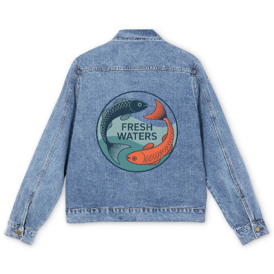 Fresh Waters Koi Fish Artwork Men's Denim Jackets