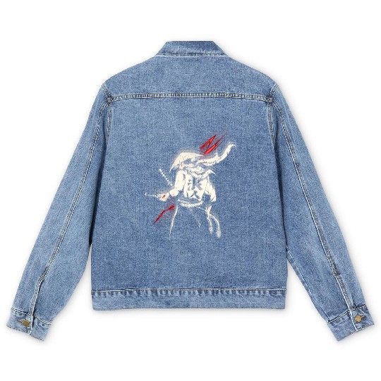 Futuristic Samurai Warrior Illustration Men's Denim Jackets