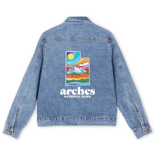 Arches National Park Utah Vintage Nature Outdoor Men's Denim Jackets