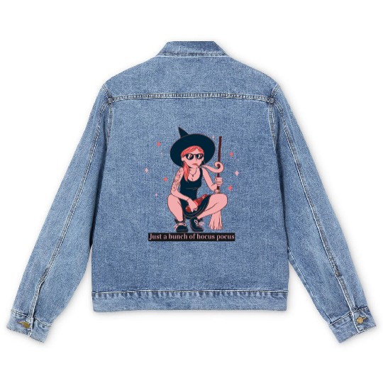 Witch Girl Hocus Pocus Illustration Men's Denim Jackets