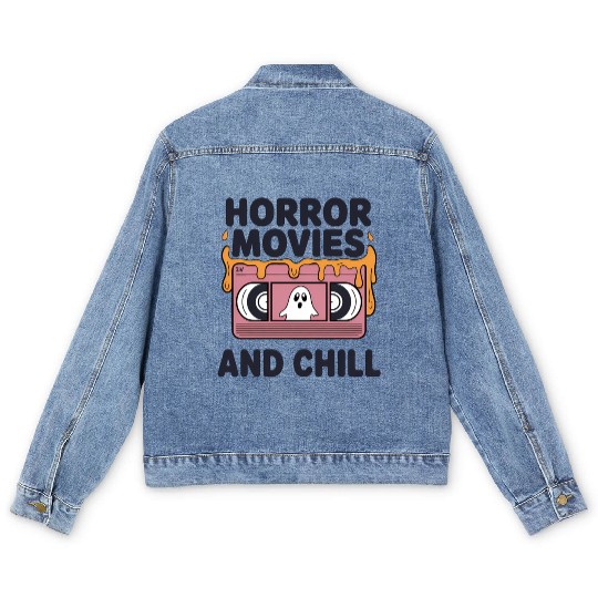 Spooky Ghost VHS Tape Chill Design Men's Denim Jackets