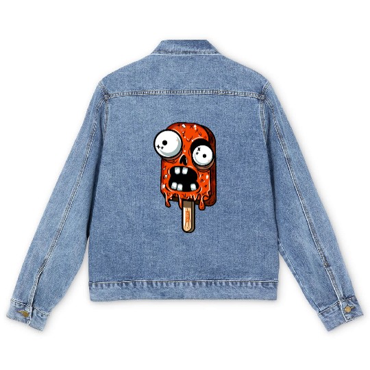 ice cream zombie 02 Orange grunge sour scream Pop Men's Denim Jackets