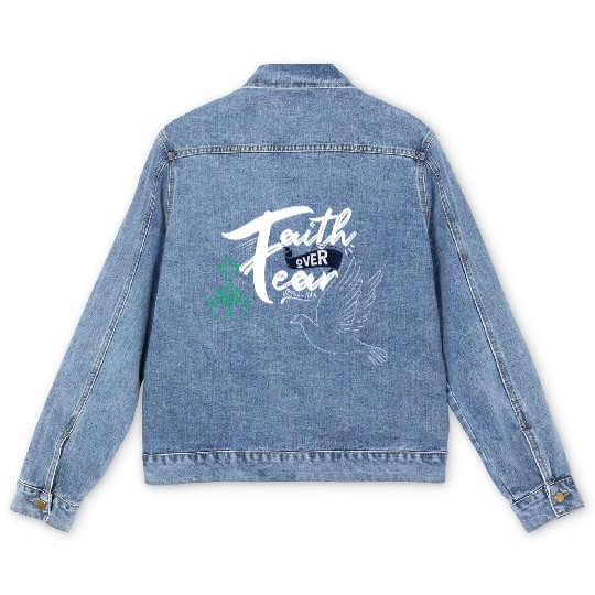 Faith Over Fear Inspirational Design Men's Denim Jackets
