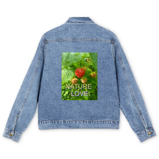 Vivid Raspberry and Greenery Nature Design Men's Denim Jackets