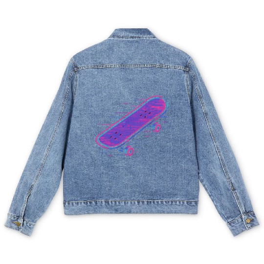 Neon Retro Skateboard Design Men's Denim Jackets