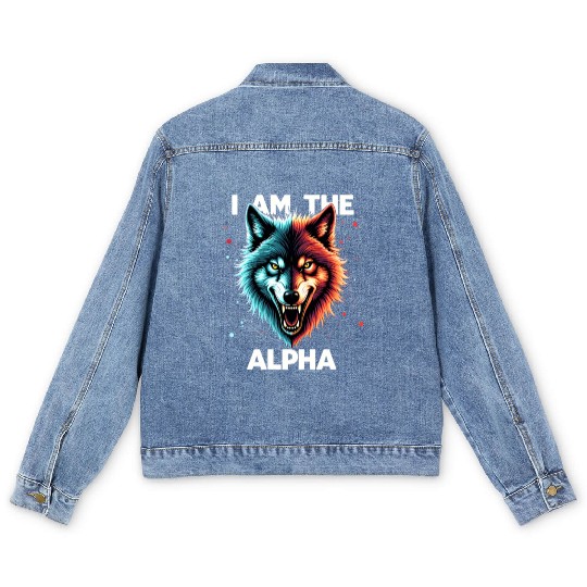 I Am The Alpha Wolf Men's Denim Jackets
