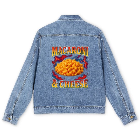 Macaroni And Cheese Favorite Food Weird 90s Men's Denim Jackets
