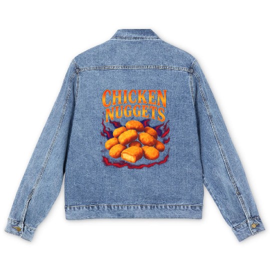 Chicken Nuggets Favorite Food Weird 90s Nuggets Men's Denim Jackets