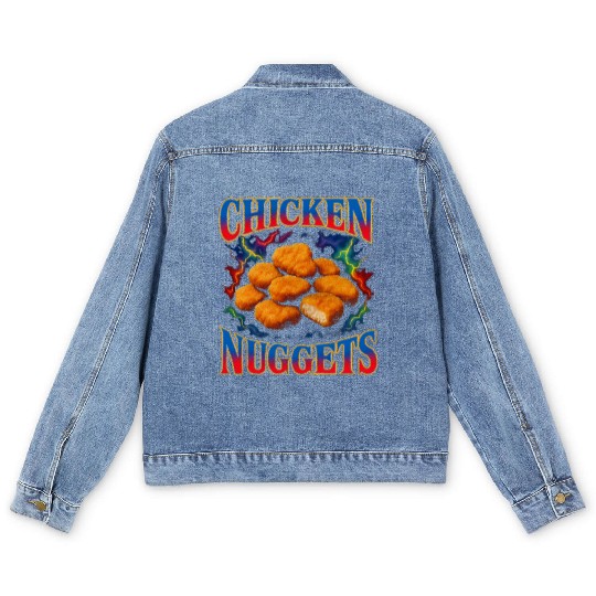 Chicken Nuggets Favorite Food Weird 90s Nuggets Men's Denim Jackets
