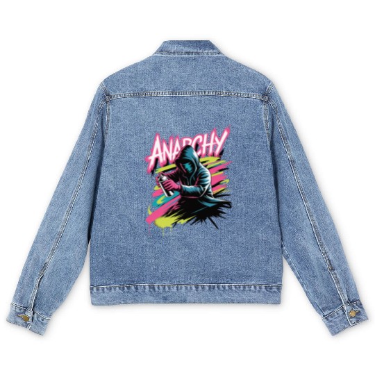 Graffiti-Inspired Hooded Rebel Design Men's Denim Jackets