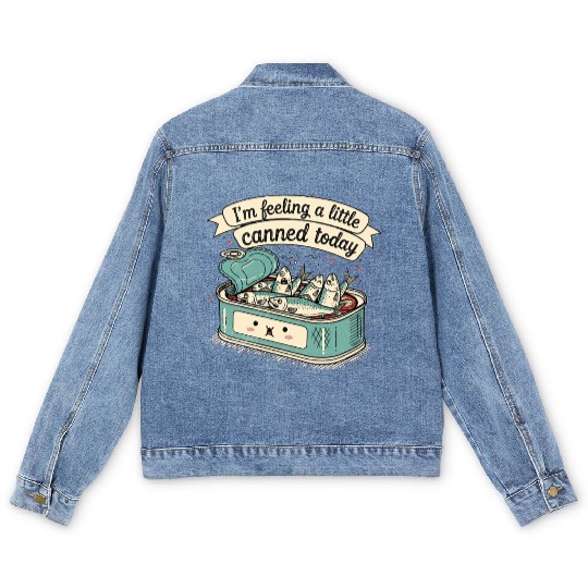 Whimsical Canned Fish Humor Design Men's Denim Jackets