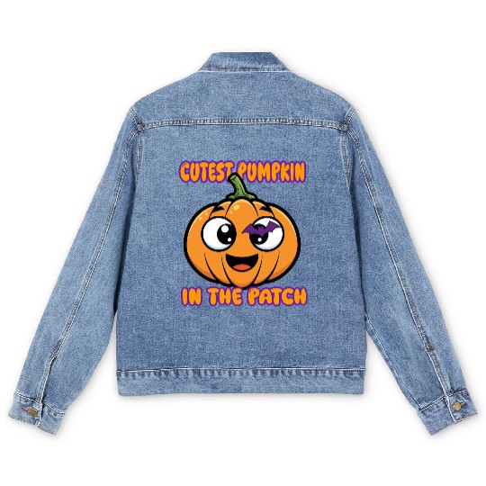 Sweet Pumpkin Men's Denim Jackets, Spooky Season Men's Denim Jackets