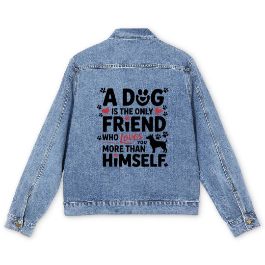 Dog Best Friend Love Quote Design Men's Denim Jackets