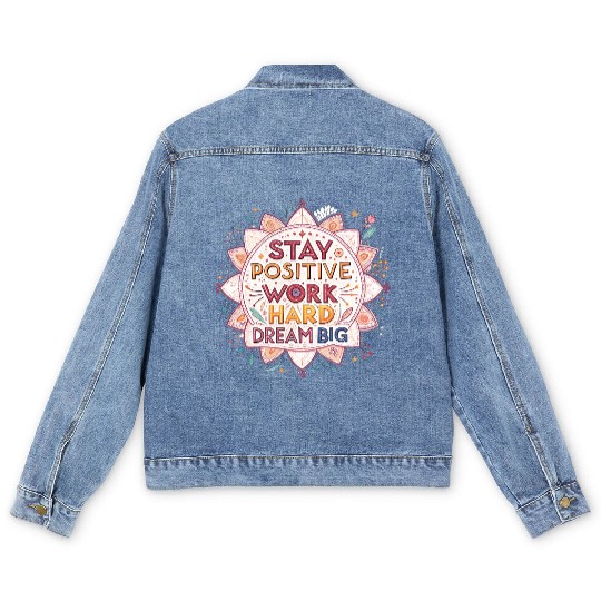 Inspirational Mandala with Motivational Quotes Men's Denim Jackets