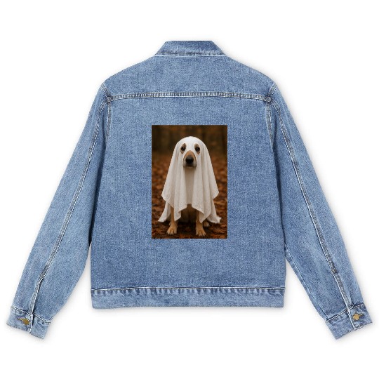 Autumn Forest Ghost Dog Tapestry Men's Denim Jackets