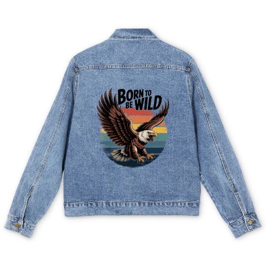 Born to Be Wild Eagle Illustration Men's Denim Jackets