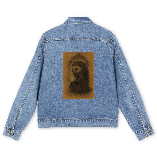 Hedgehog Wizard with Crystal Ball Men's Denim Jackets