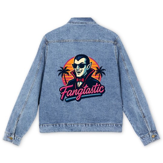 Fangtastic – Retro Vampire Neon Style Men's Denim Jackets