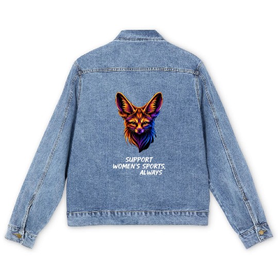 Vivid Neon Fox Support Women's Sports Men's Denim Jackets