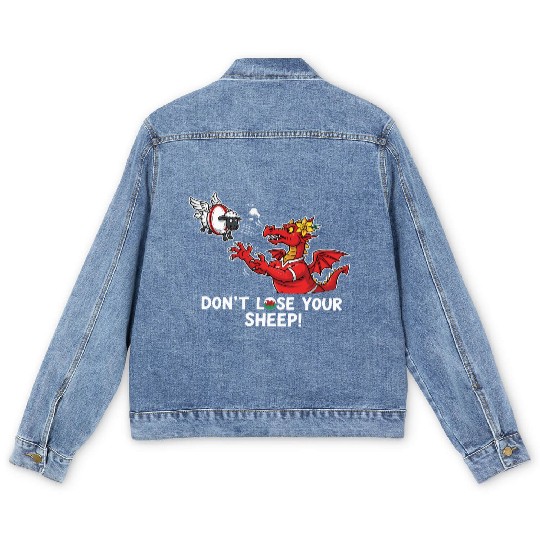 Vibrant Dragon and Sheep Motivational Men's Denim Jackets