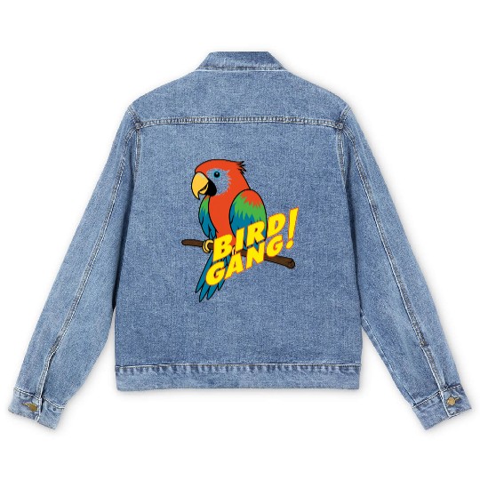 Bird Gang Parrot Cartoon Sticker | Tropical Funny  Men's Denim Jackets