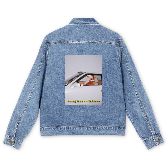 Santa's Joyful Ride Card Design Men's Denim Jackets