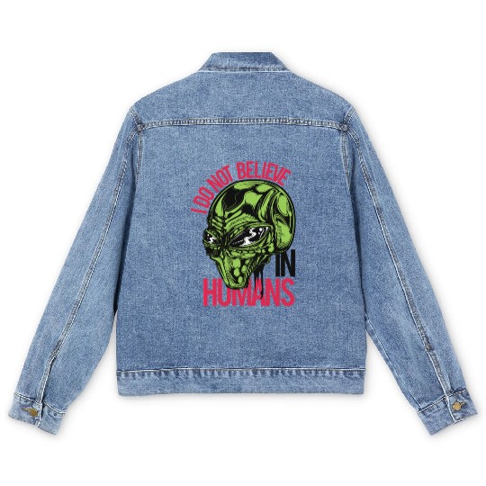 Alien Skull with Mind Control Men's Denim Jackets