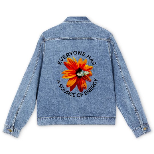 Butterfly on Orange Flower – Black Quote Men's Denim Jackets