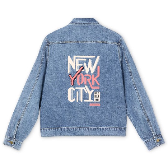 Urban New York City Typography Design Men's Denim Jackets
