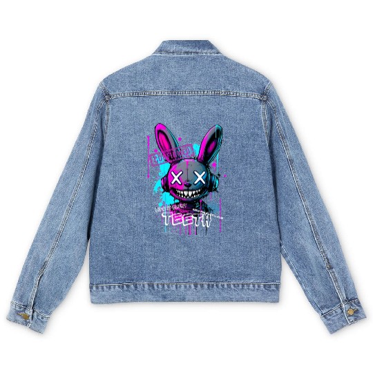 Graffiti Bunny Teeth Streetwear Men's Denim Jackets