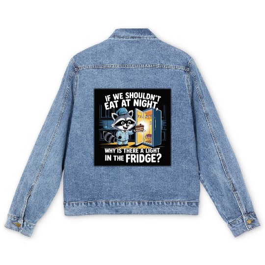 Light in the Fridge Funny Midnight Snack Quote Men's Denim Jackets