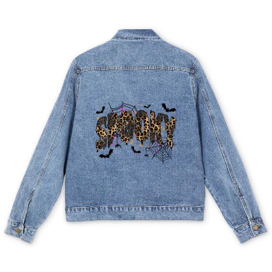Spooky Season Leopard Halloween Spooky For Girls Men's Denim Jackets
