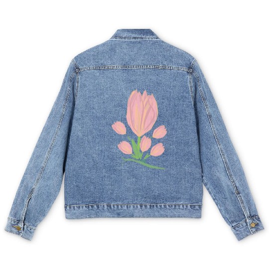 Elegant Pink Tulips  Illustration Men's Denim Jackets