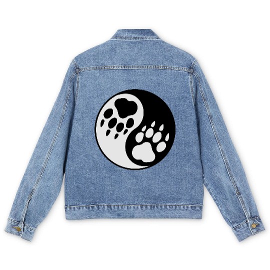 wolf paw ying yang Men's Denim Jackets