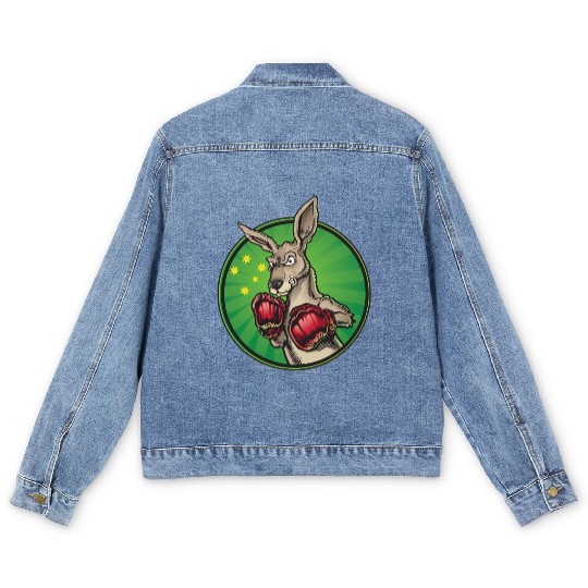 Boxing Kangaroo Men's Denim Jackets