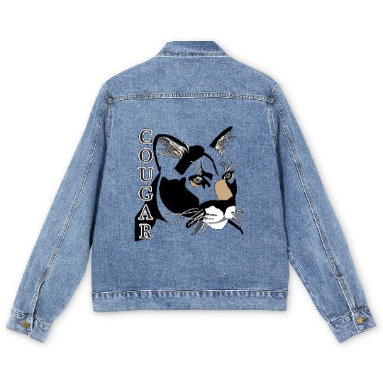 Cougar,Mountain Lion, Puma Men's Denim Jackets