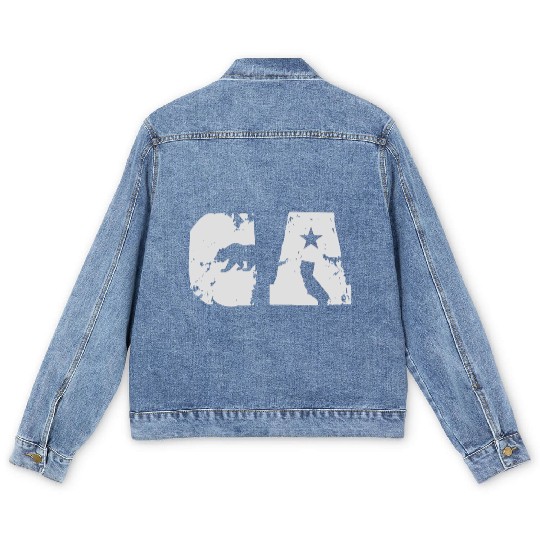California Bear State Abbreviation Men's Denim Jackets