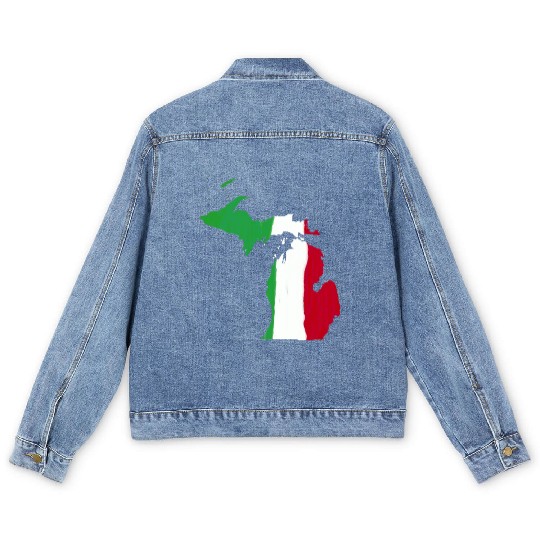 Michigan Italian Italy Flag Pride Men's Denim Jackets