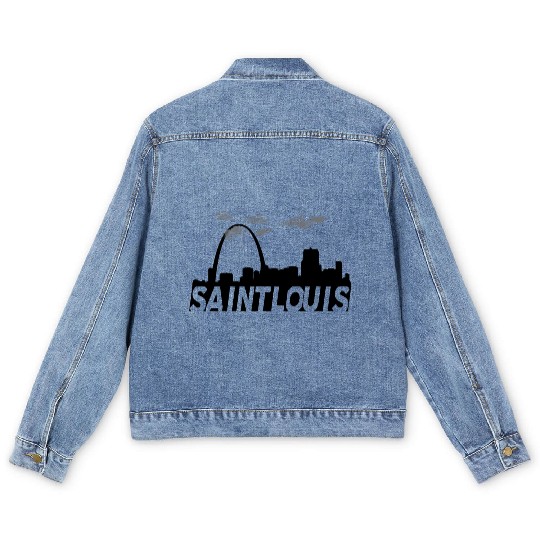 Saint St Louis Missouri Skyline Men's Denim Jackets