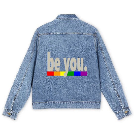 Gay Pride Rainbow Flag be you Men's Denim Jackets