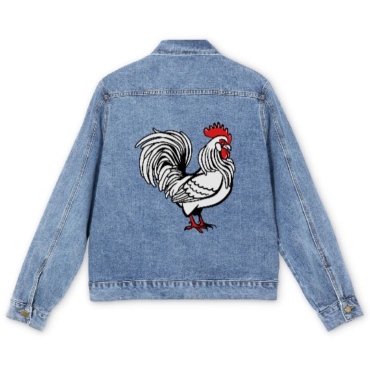 Cock witty bird Men's Denim Jackets